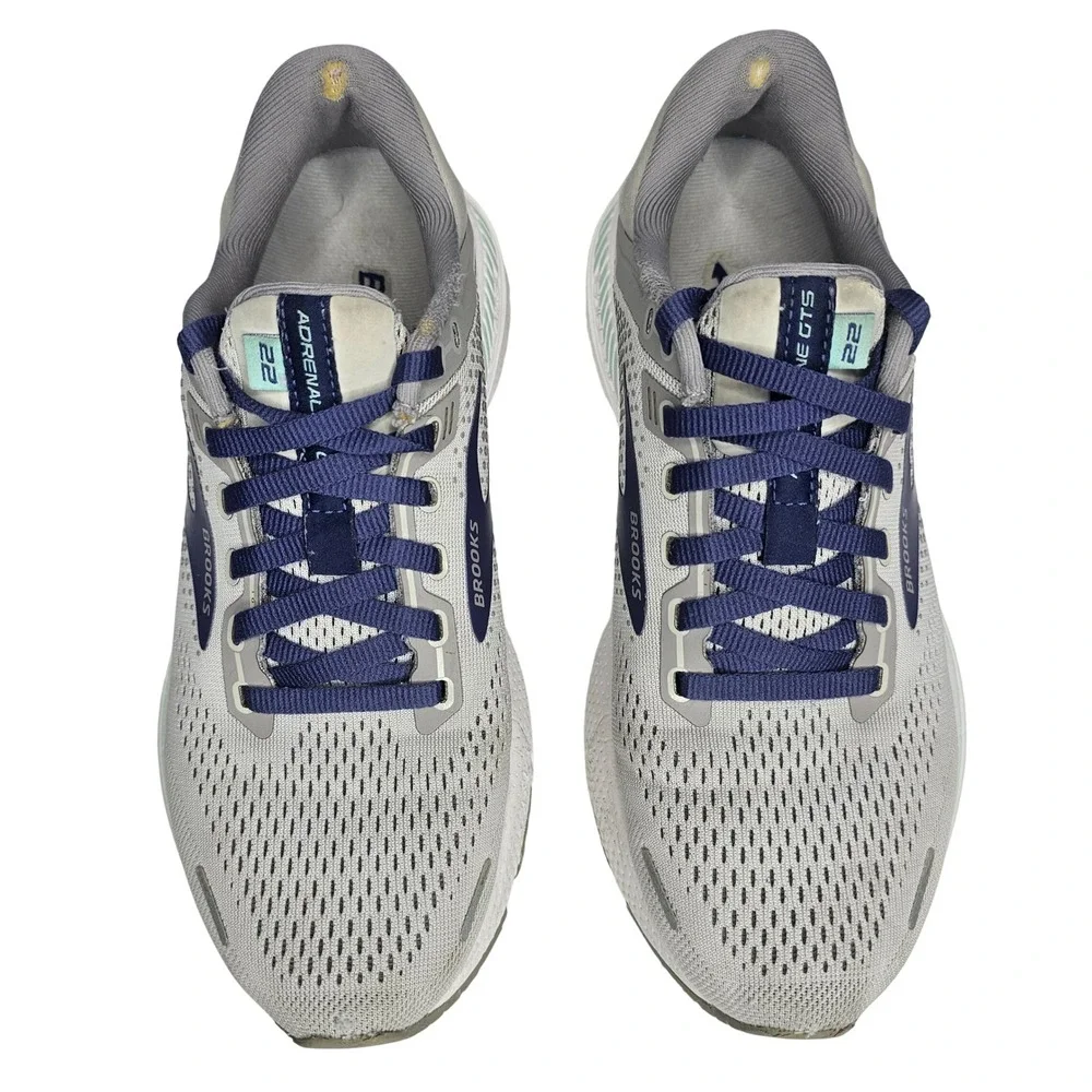 Brooks Adrenaline GTS 22 Womens 7 Grey Blue Running Shoes Athletic Sneakers